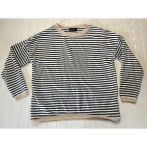 Dokotoo Gray Striped Crewneck Lightweight Sweater Top Casual Size Women's Small